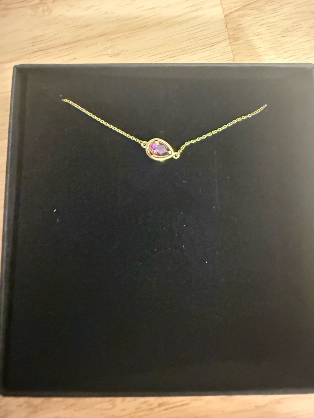 Stone and Strand Delicate Gold Bracelet with Purple Teardrop Stone